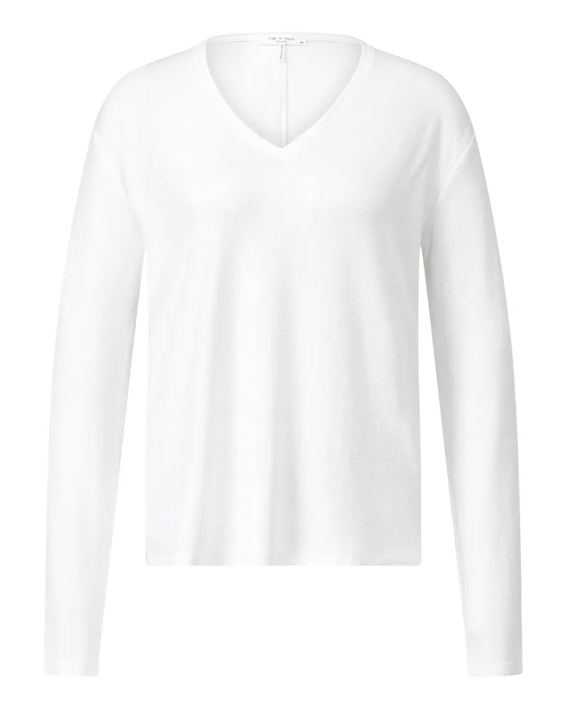 Rag & Bone Langarmshirt mit V-Ausschnitt Weiß