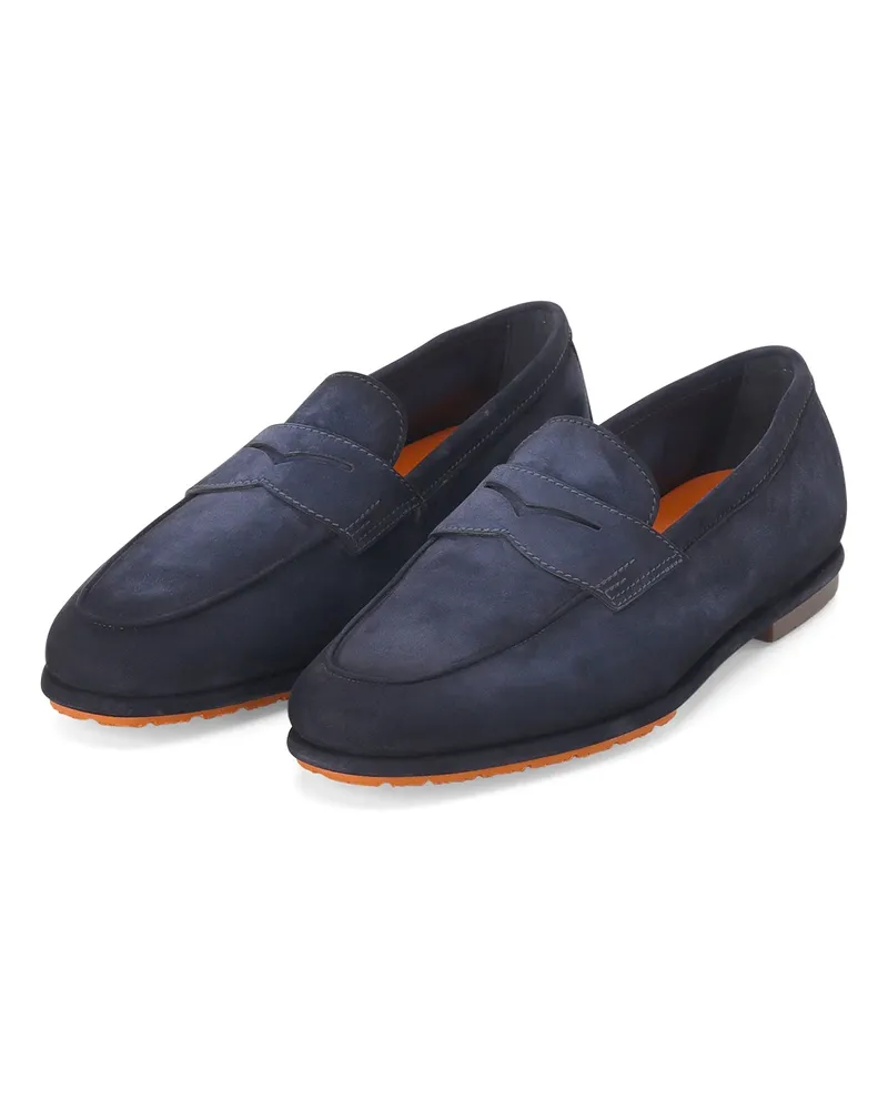 Santoni Loafer aus Veloursleder Dunkelblau