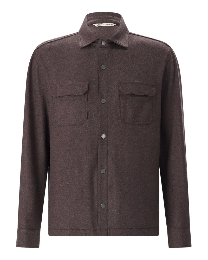 Maurizio Baldassari Overshirt aus Kaschmir-Mix Dunkelbraun