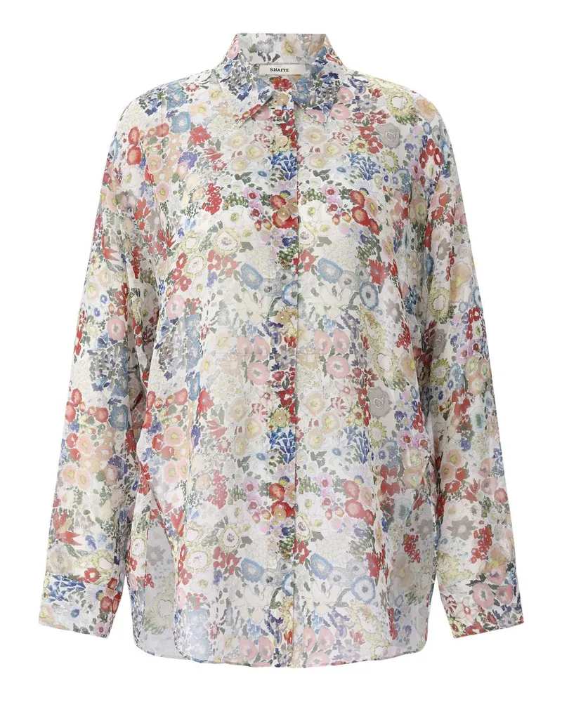 KHAITE Bluse Goya mit Blumenprint Creme
