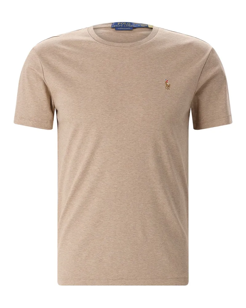 Ralph Lauren Custom Slim-Fit T-Shirt mit Logo Hellbraun