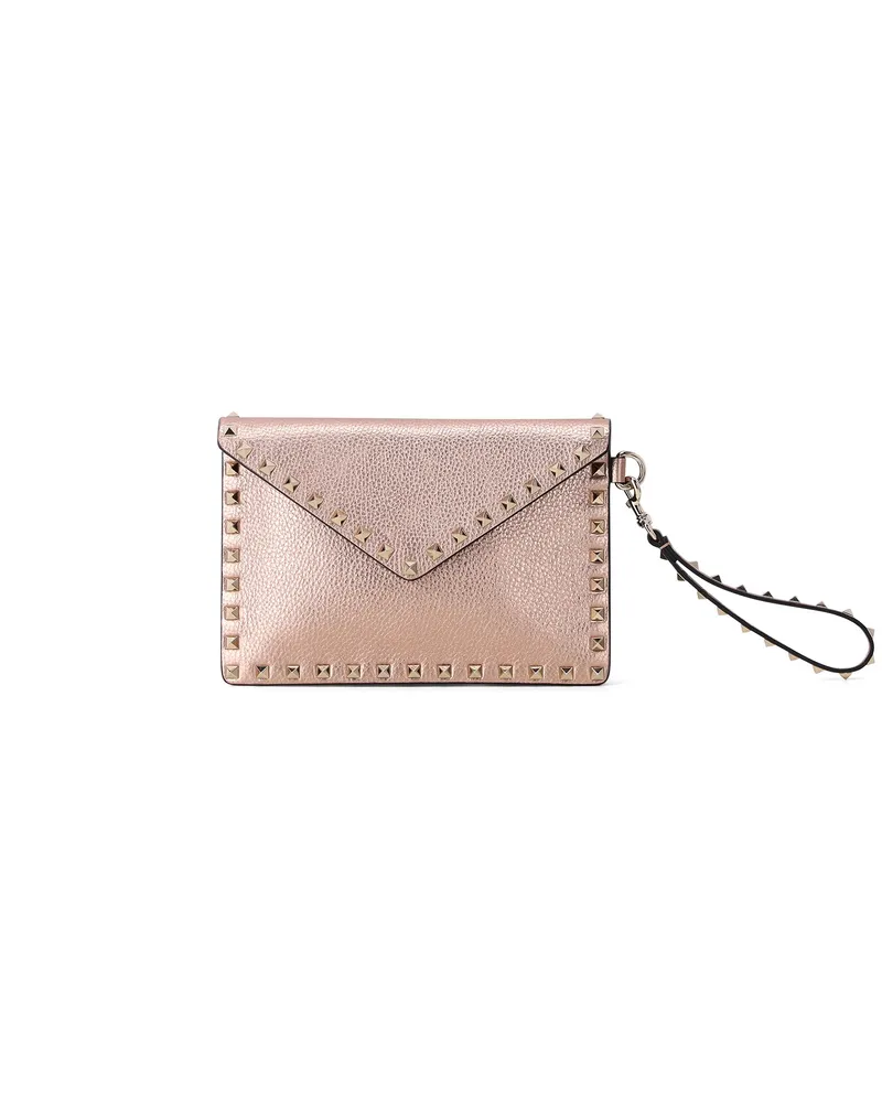Valentino Garavani Clutch aus genarbtem Kalbsleder Rosa