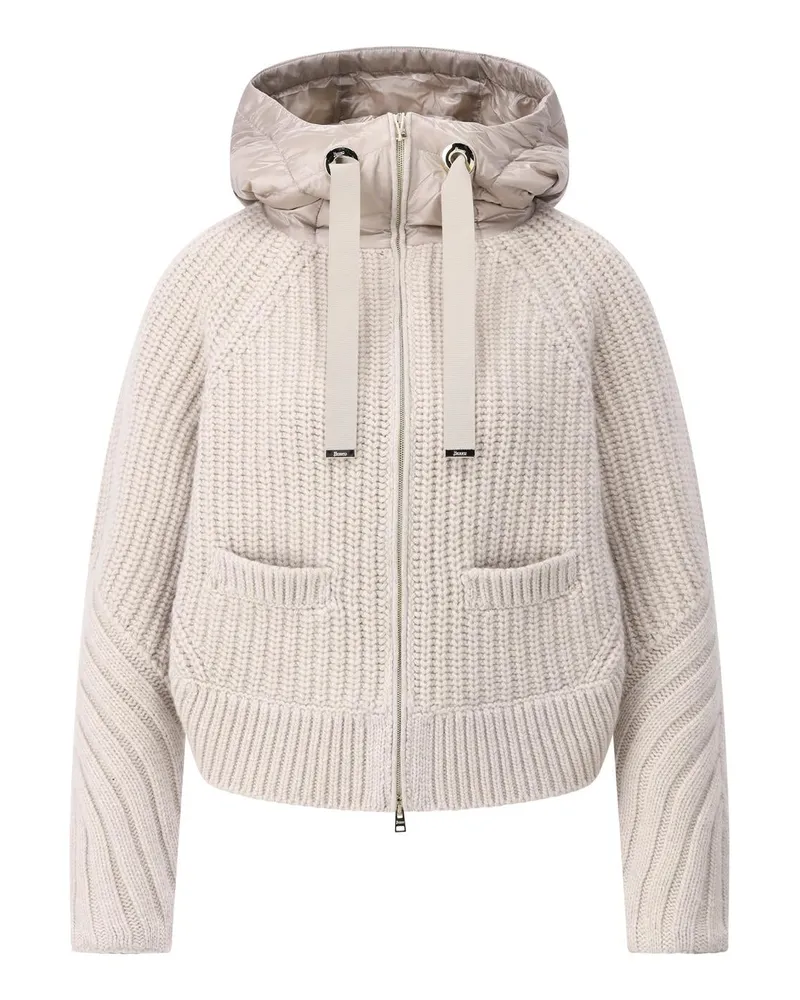 Herno Strick-Steppjacke mit Kapuze Beige