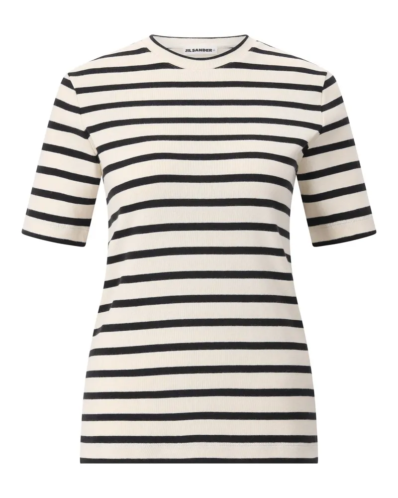 Jil Sander Gestreiftes T-Shirt Creme