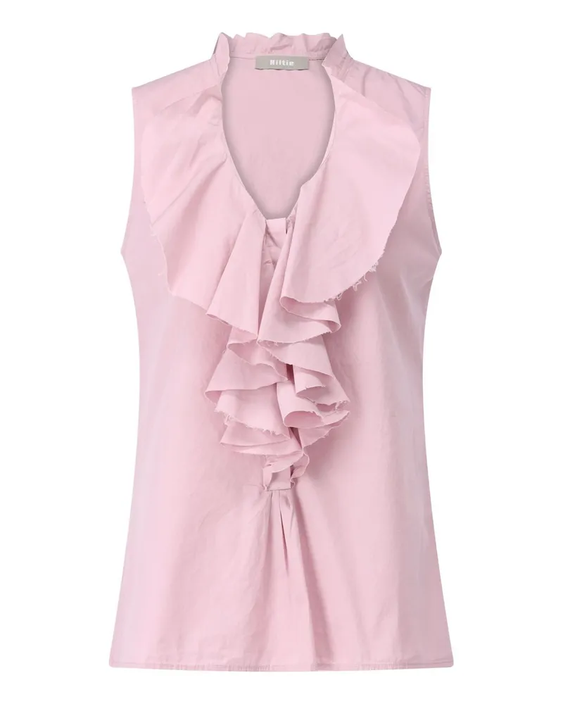 KILTIE Kurzarmbluse Yvette mit Rüschen Rosa