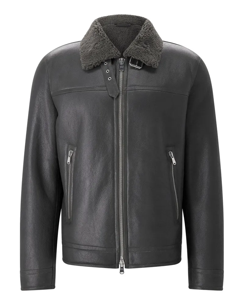 Dondup Fliegerjacke aus Lammleder Graugrün