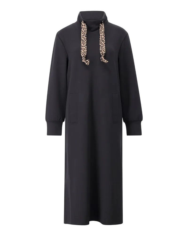 Marc Cain Midikleid mit Stehkragen Schwarz