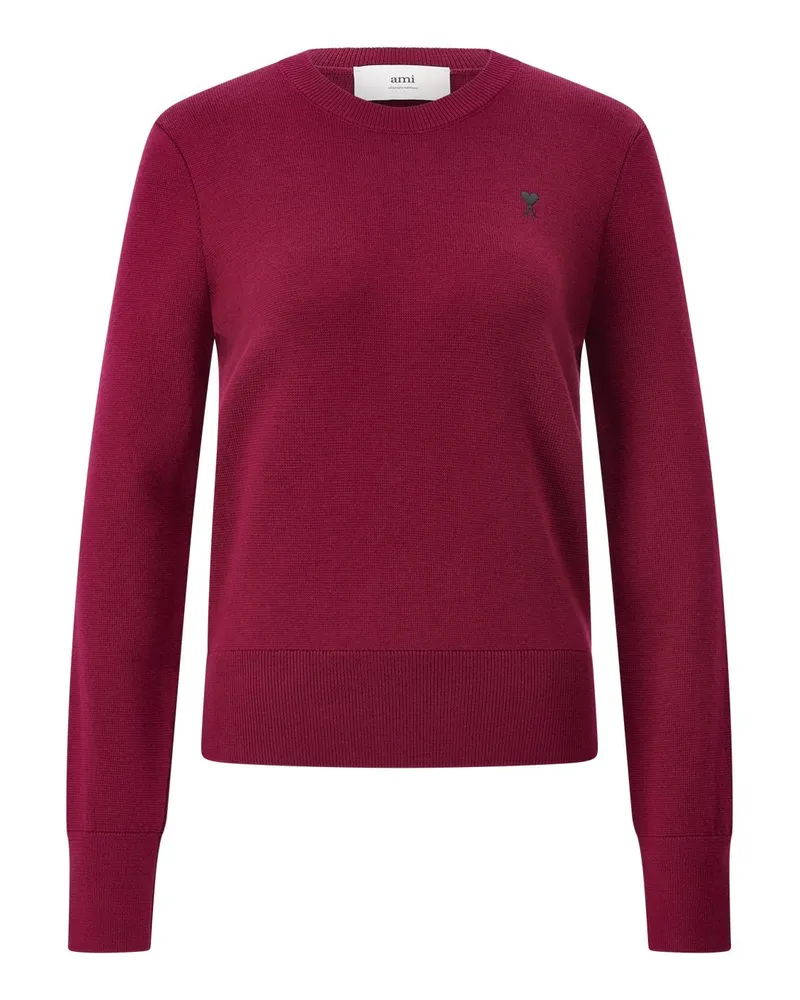 AMI Paris Pullover aus Merinowolle Dunkelrot
