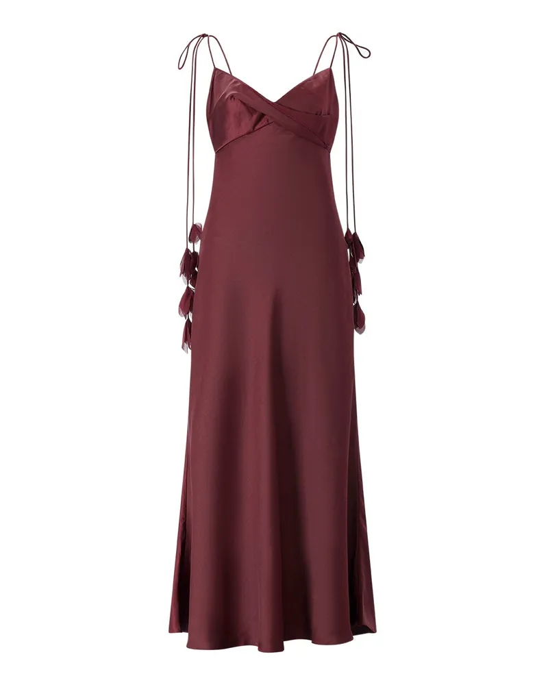 Self-Portrait Maxikleid aus Satin Dunkelrot