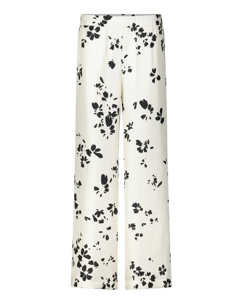 ROSSO35 Wide-Leg Hose aus Seide Creme