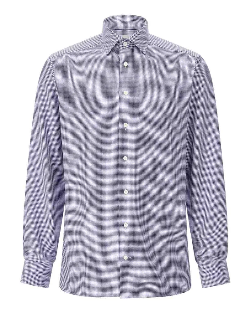 Eton Contemporary-Fit Hemd mit Hahnentrittmuster Blau