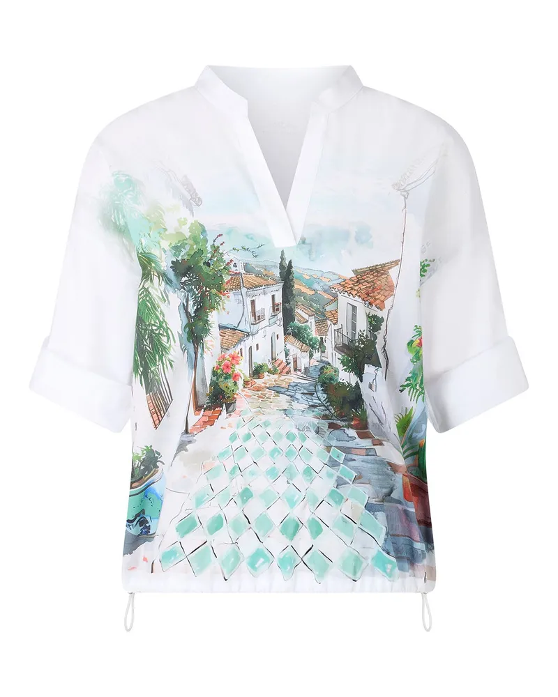 Marc Cain Oversized Blusenshirt mit Print Weiß