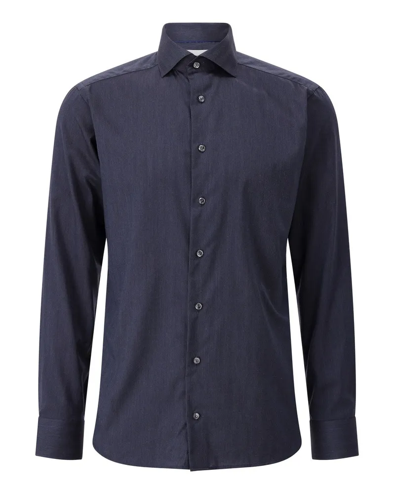 Eton Slim-Fit Flanellhemd aus Baumwolle Dunkelblau