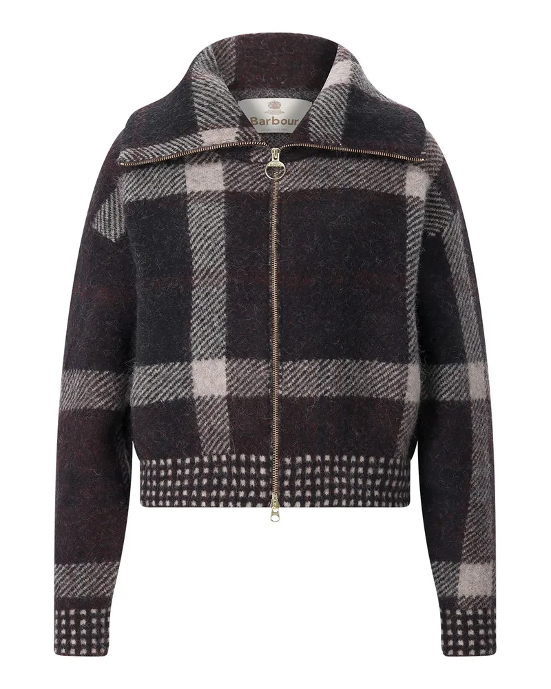 Barbour Strickjacke Carville mit Alpakawolle Dunkelbraun