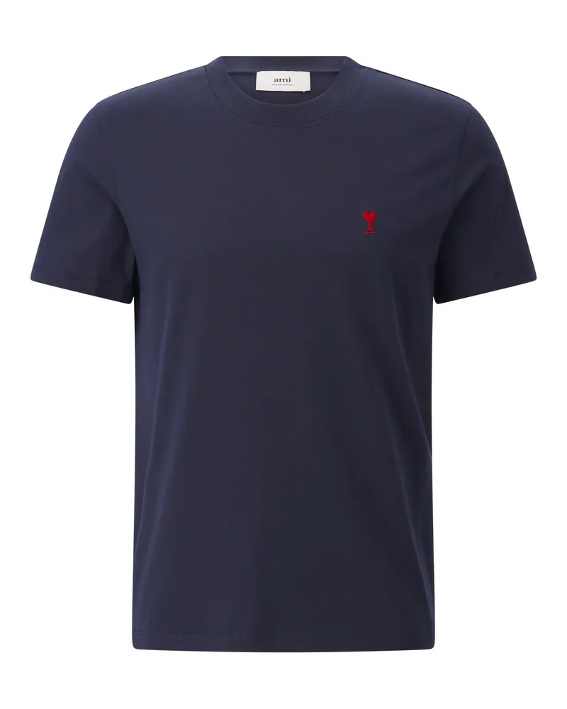AMI Paris T-Shirt mit Logo Dunkelblau