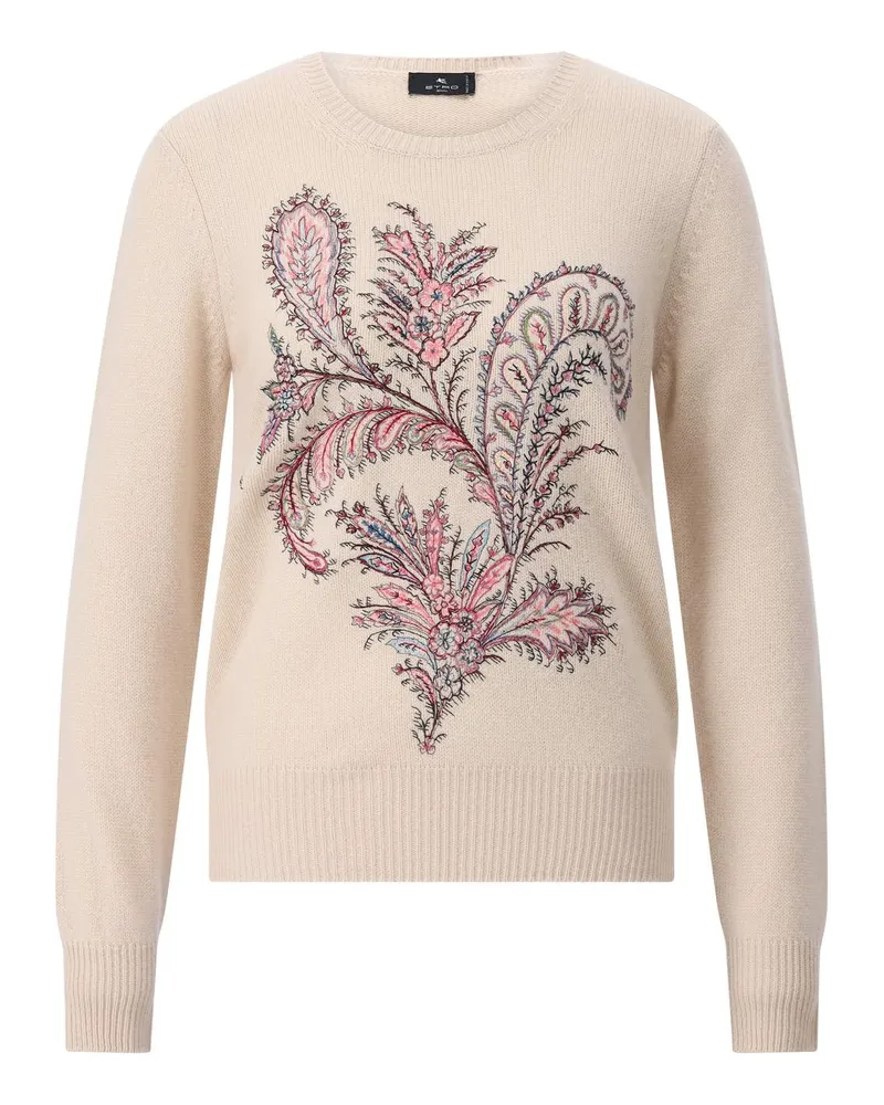 Etro Wollpullover mit Paisley-Stickerei Beige