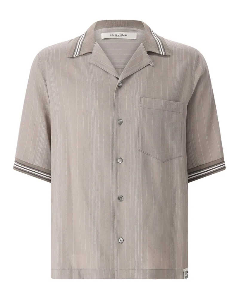 Golden Goose Kurzarm-Hemd aus Wollmix Braun