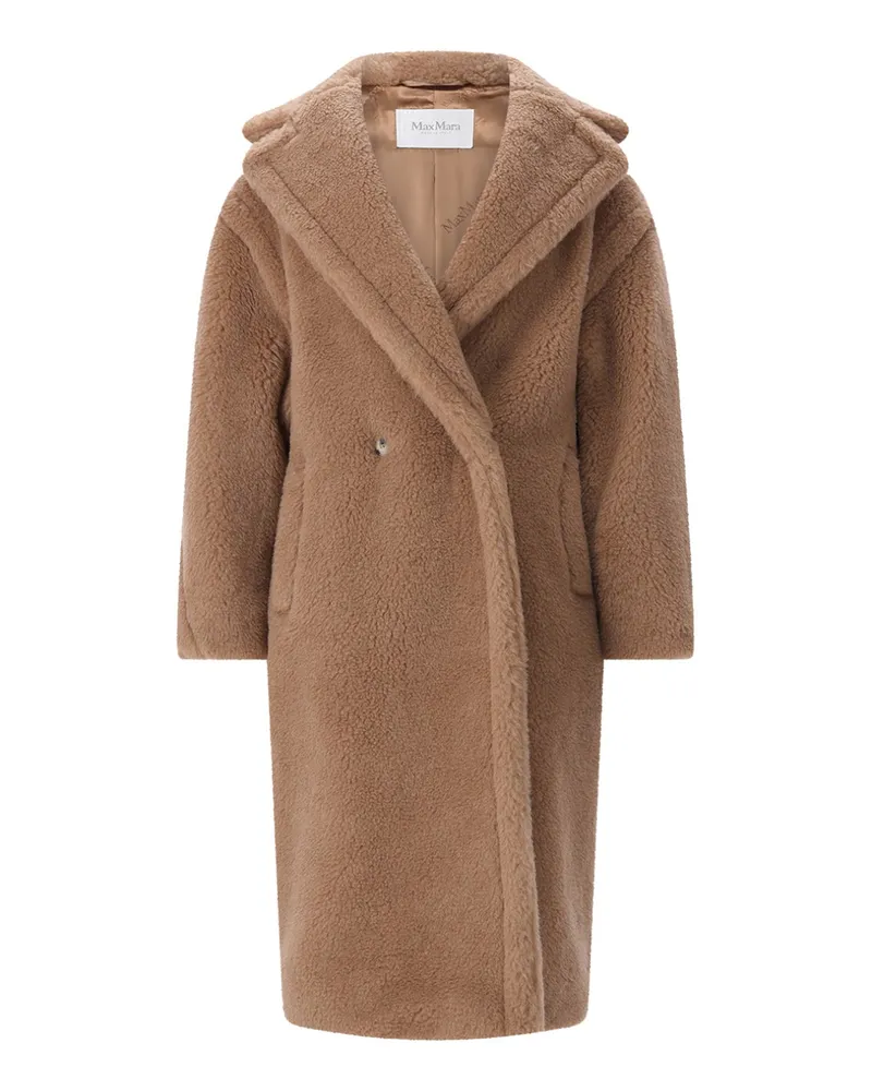 Max Mara Mantel Teddy aus Wolle & Seide Hellbraun