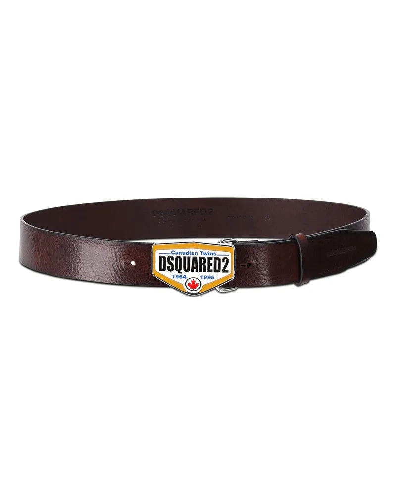 Dsquared2 Gürtel mit großer Schnalle Dunkelbraun