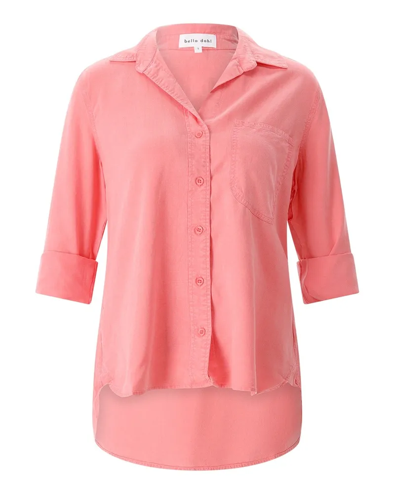 Bella Dahl Hemdbluse mit 3/4-Ärmeln Hellrot