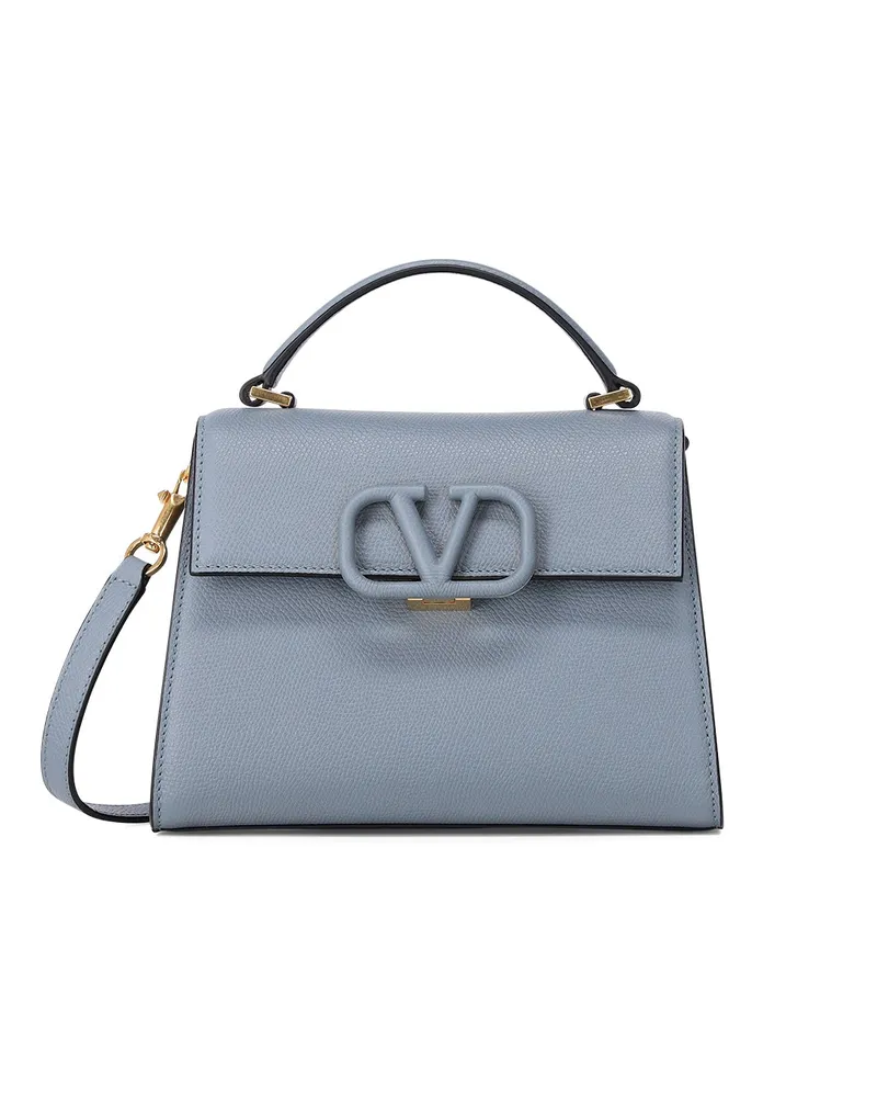 Valentino Garavani Kleine Handtasche aus Genarbtem Kalbsleder Blau