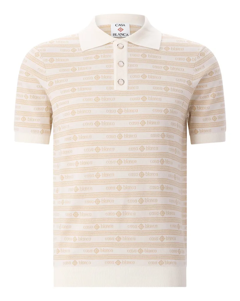 Casablanca Paris Gestricktes Poloshirt aus Wolle Beige