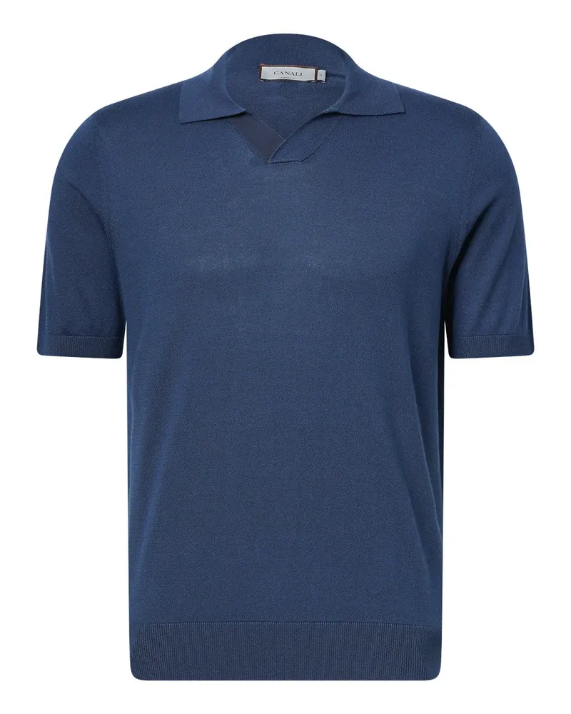Canali Poloshirt aus Baumwollmix Blau