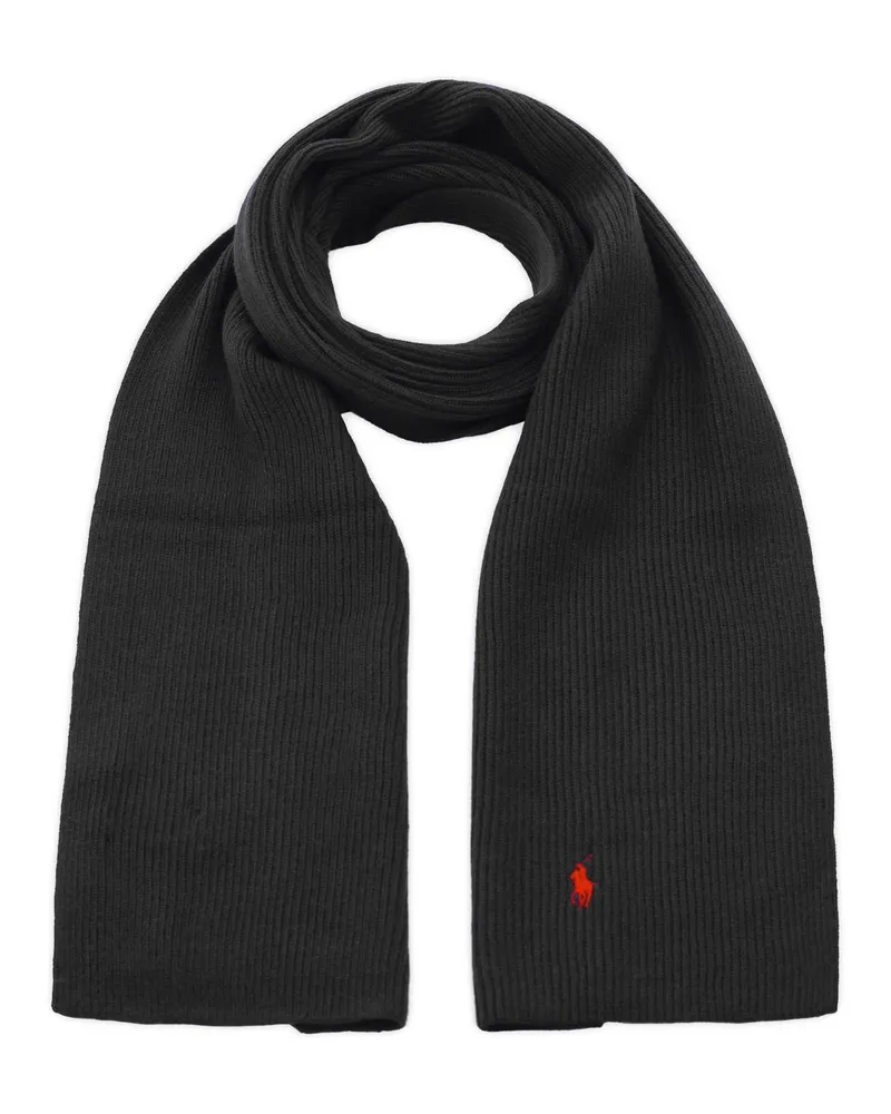 Ralph Lauren Schal mit gesticktem Logo Schwarz