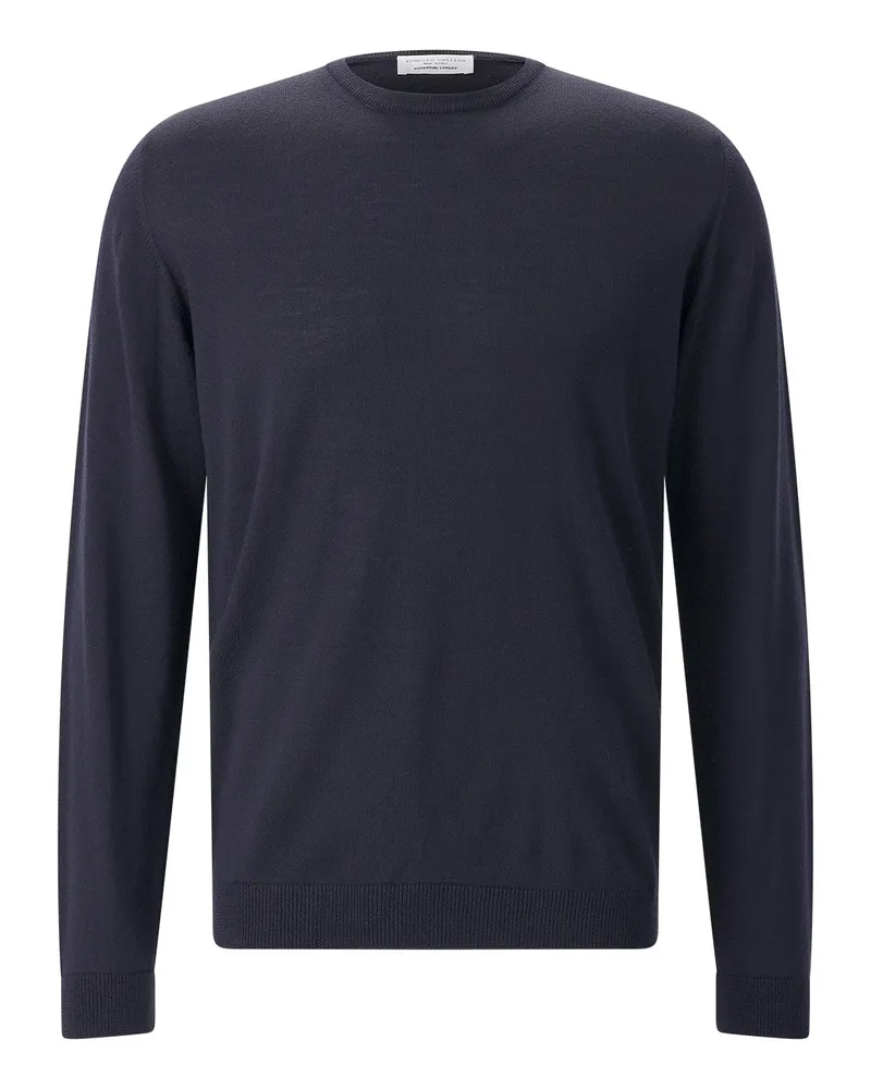 Roberto Collina Rundhalspullover aus Merinowolle Navy