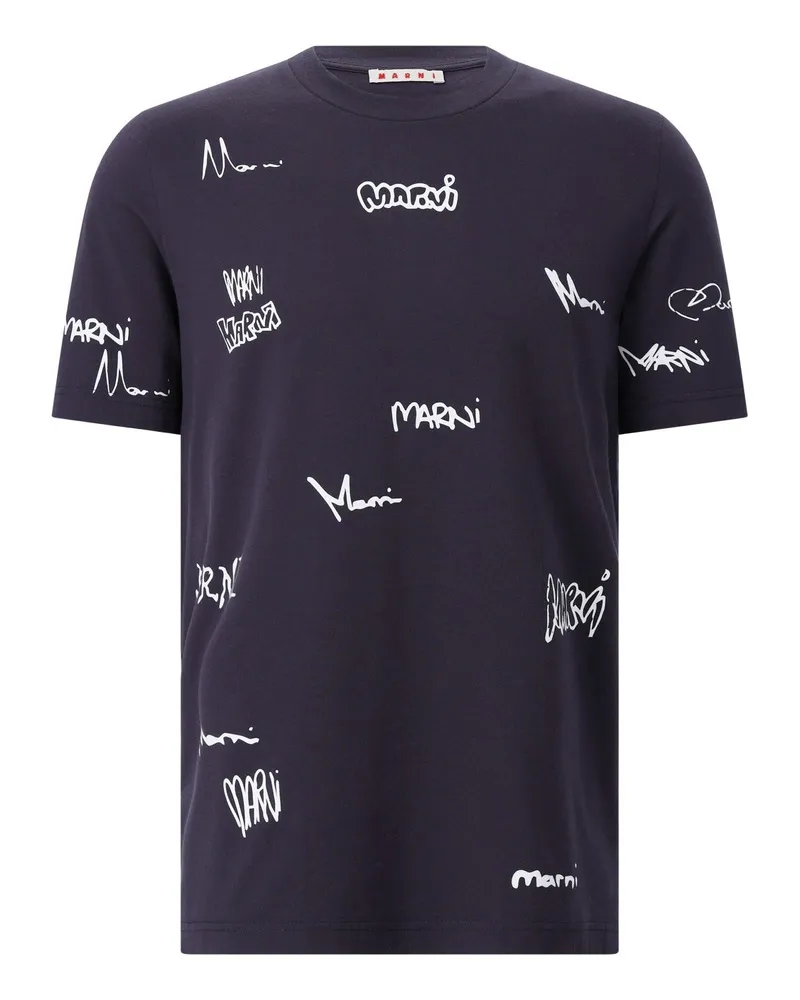Marni T-Shirt mit Logoprint Dunkelblau