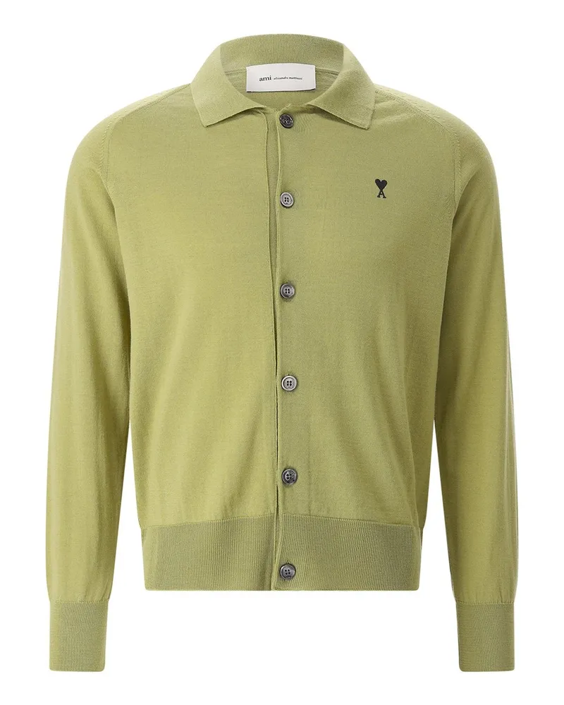 AMI Paris Strickjacke mit Logo Grün