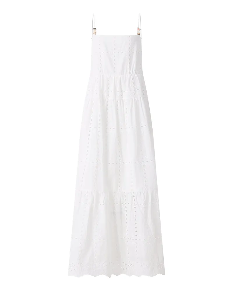 Riani Maxikleid mit Lochstickerei Weiß