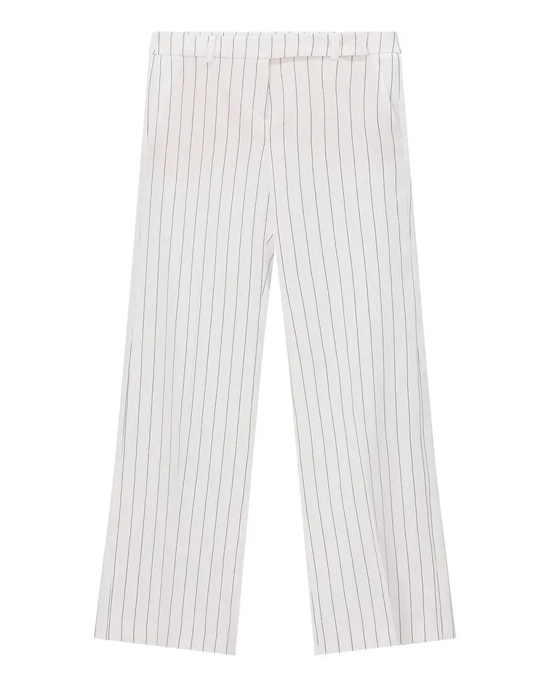 windsor. Gestreifte Hose aus Leinenmix Weiß
