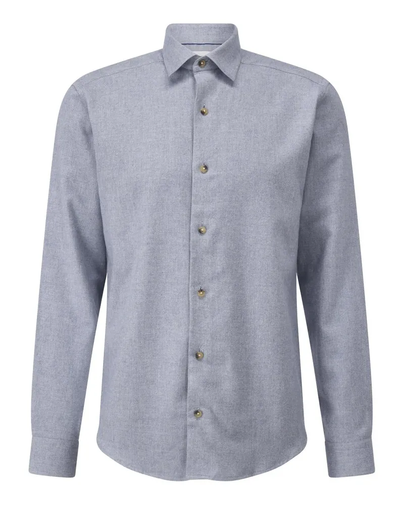 Eton Regular-Fit Flanellhemd aus Baumwolle Hellblau