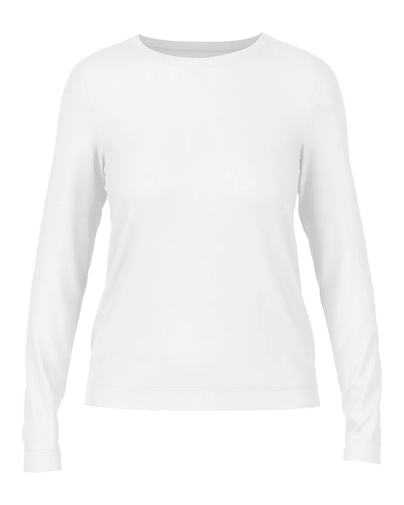 Marc Cain Langarmshirt mit Rundhalsausschnitt Weiß