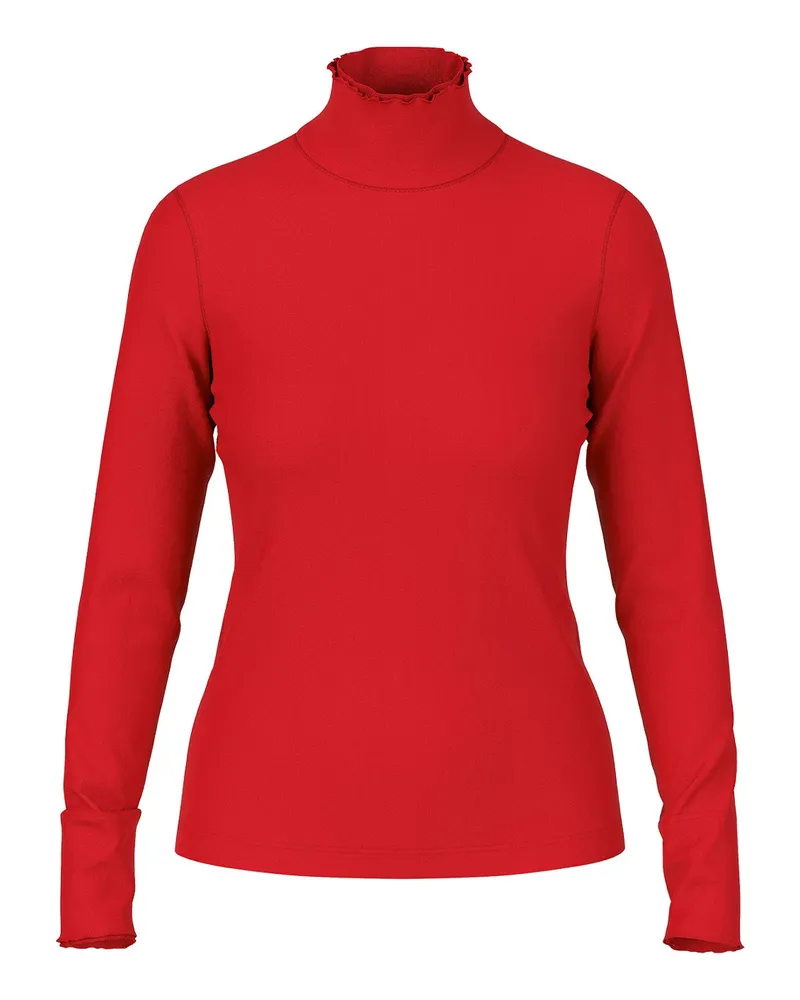 Marc Cain Langarmshirt mit doppeltem Stehkragen Rot