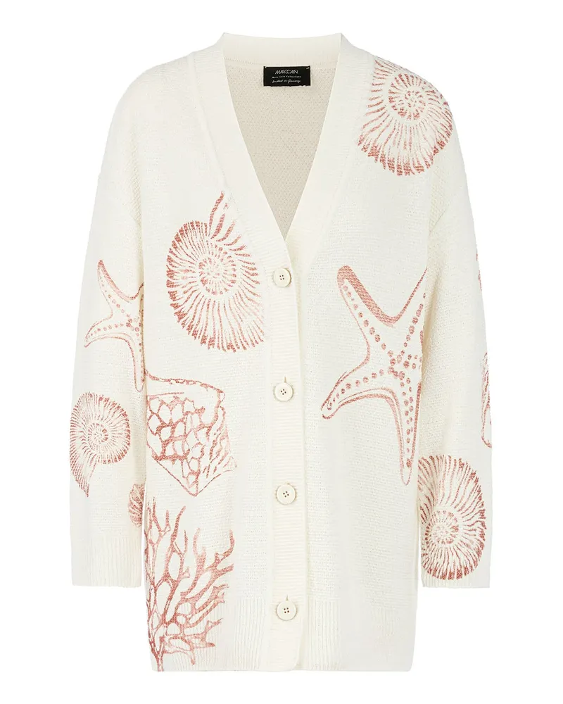 Marc Cain Strickjacke aus Baumwollmix Creme