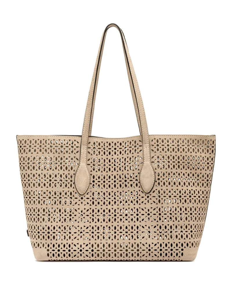 Gianni Chiarini Shopper aus Veloursleder Hellbraun