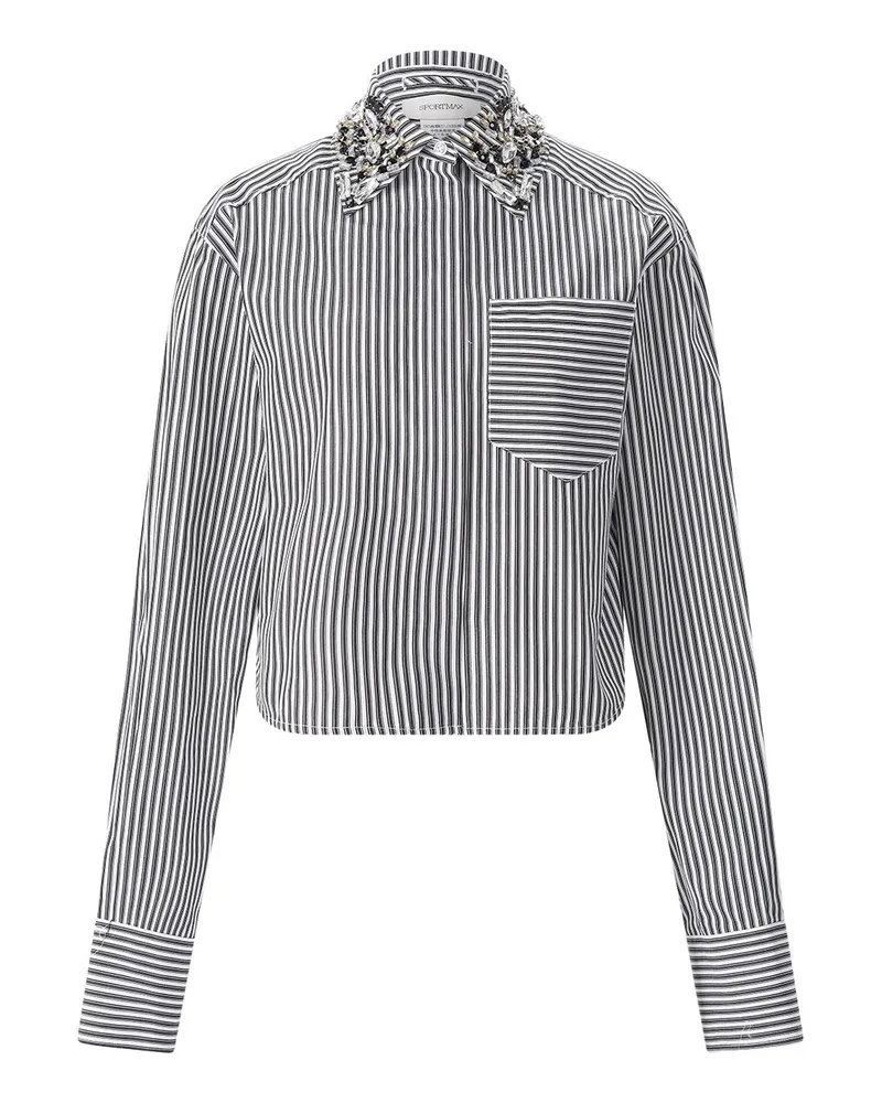 SPORTMAX Hemdbluse Quagga mit Schmucksteinen Schwarz