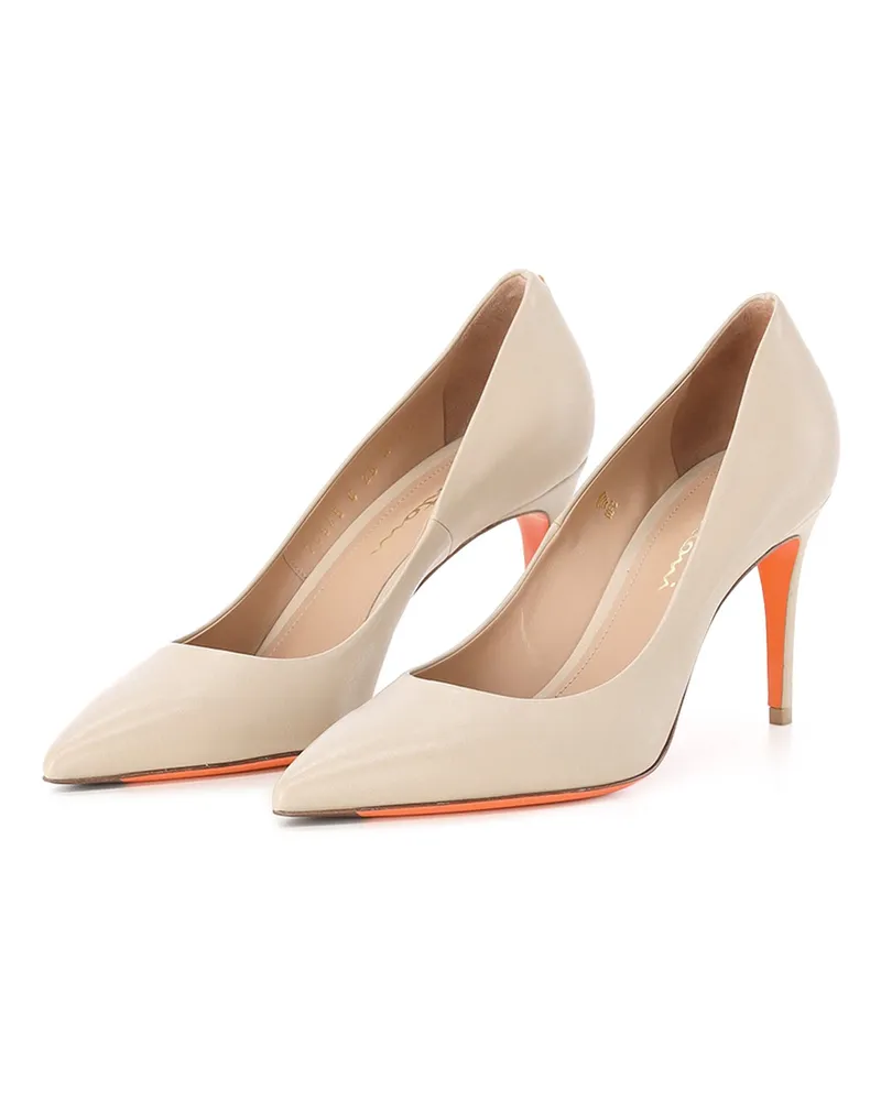 Santoni Pumps aus Glattleder Beige