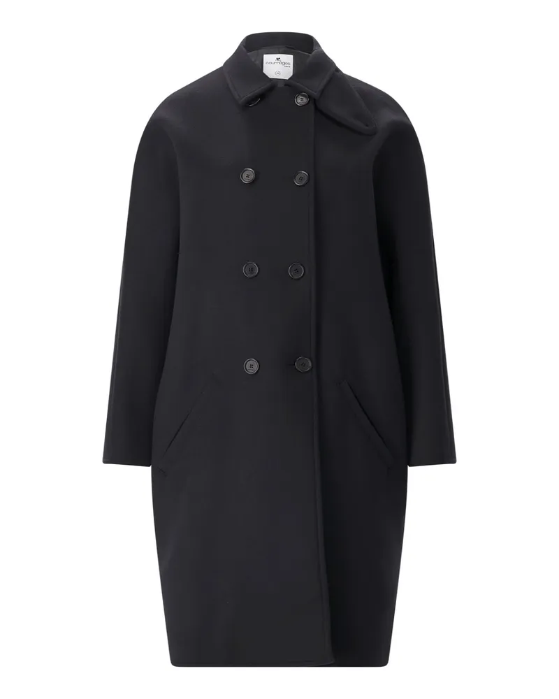 Courrèges Mantel aus Wolle & Seide Schwarz