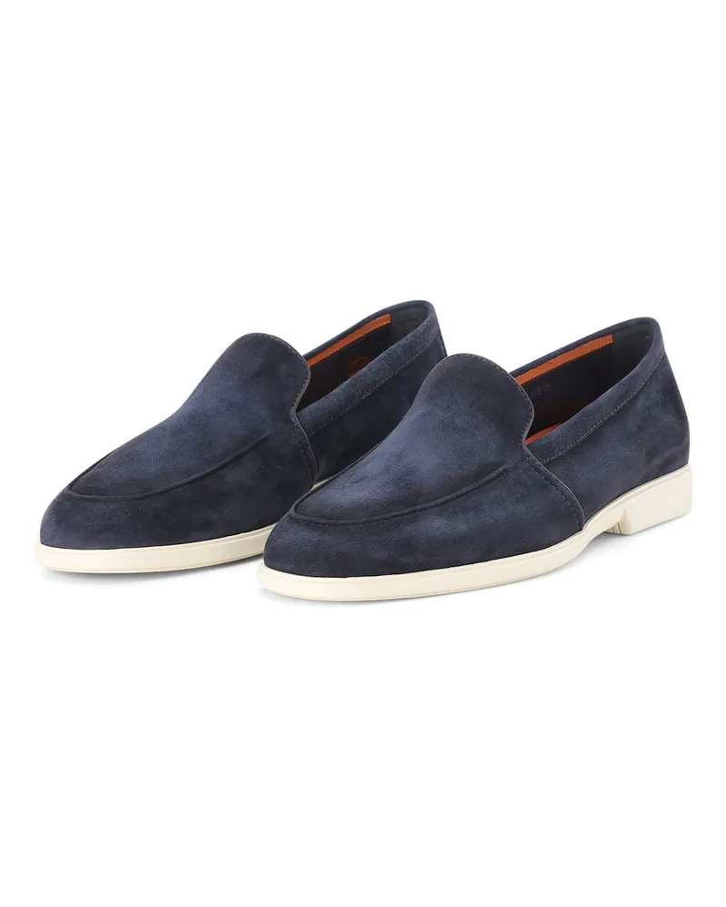 Santoni Loafers aus Veloursleder Dunkelblau