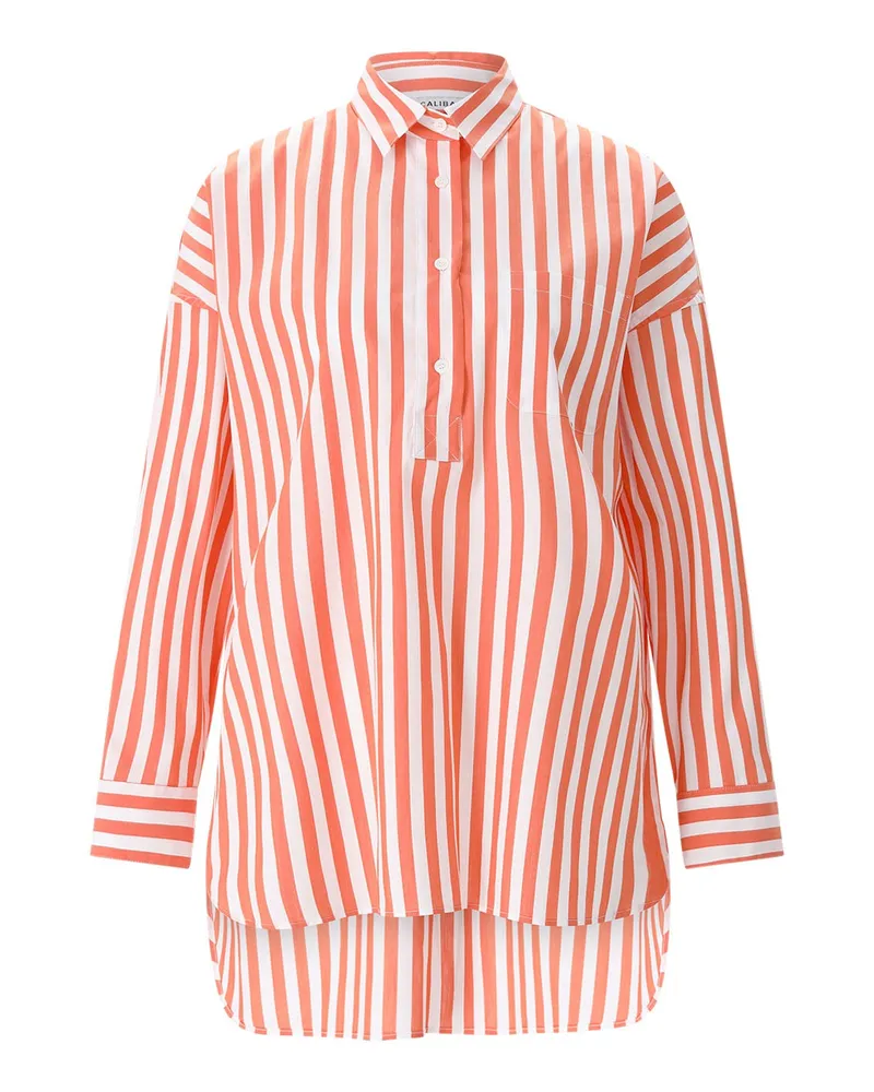 Caliban Gestreifte Hemdbluse Orange