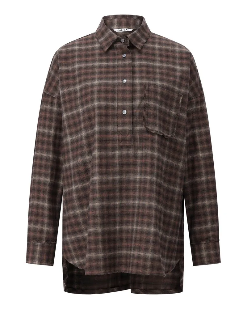 Caliban Blusenshirt aus Flanell Dunkelbraun