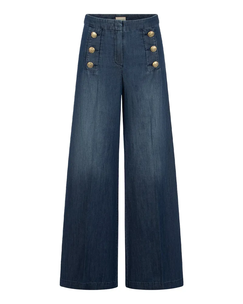 SEDUCTIVE  Weite Hose Bridget mit Knöpfen Blau