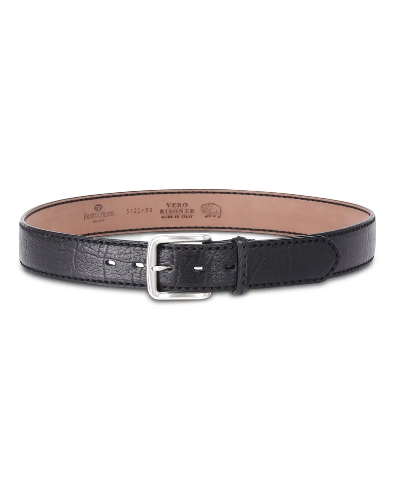 Fausto Colato Gürtel aus Bisonleder Schwarz
