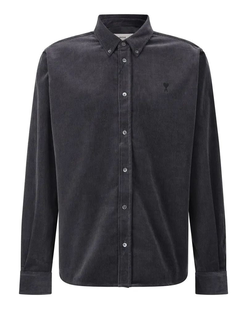 AMI Paris Hemd aus Cord Anthrazit