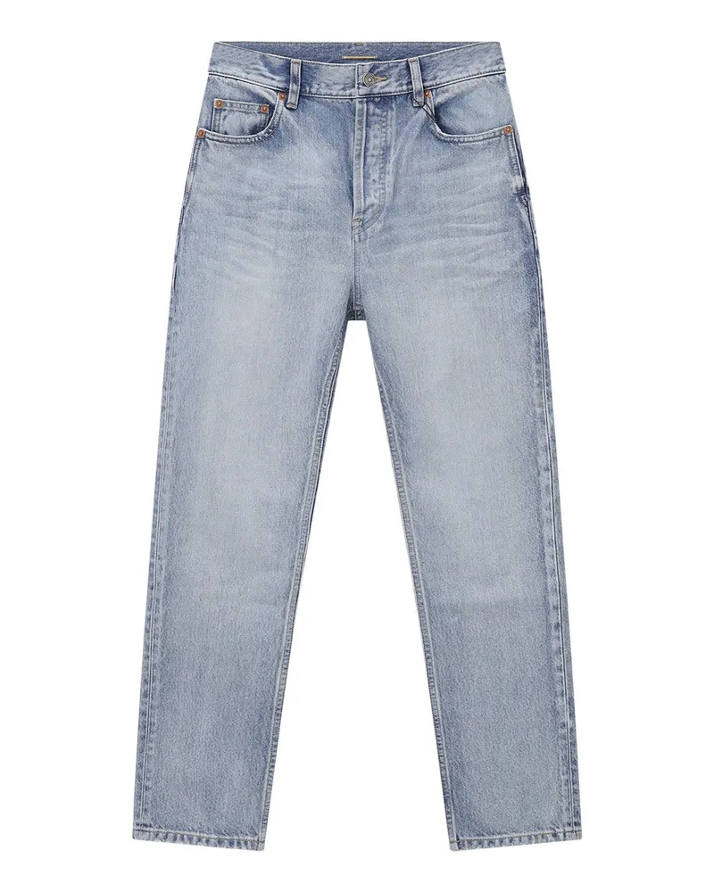 Saint Laurent Cropped Slim-Fit Jeans Blau