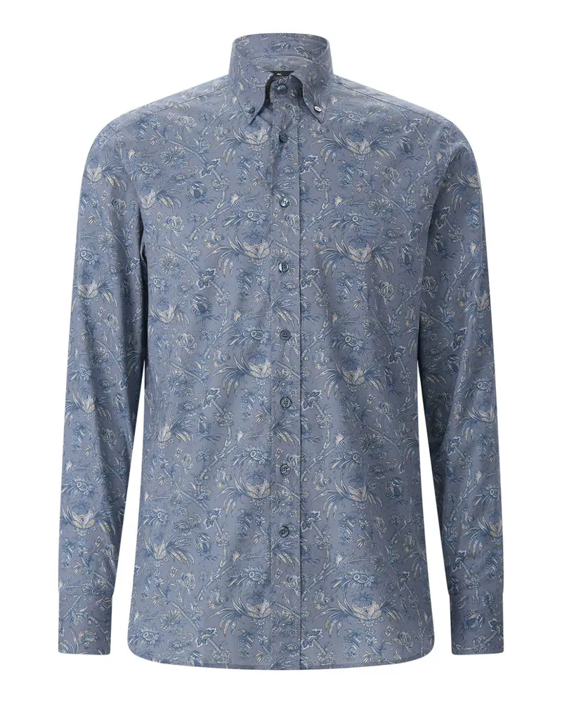 Etro Slim-Fit Hemd aus Baumwoll-Mix Blau