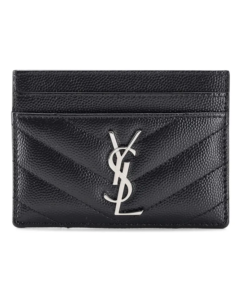 Saint Laurent Kartenetui aus Leder Schwarz